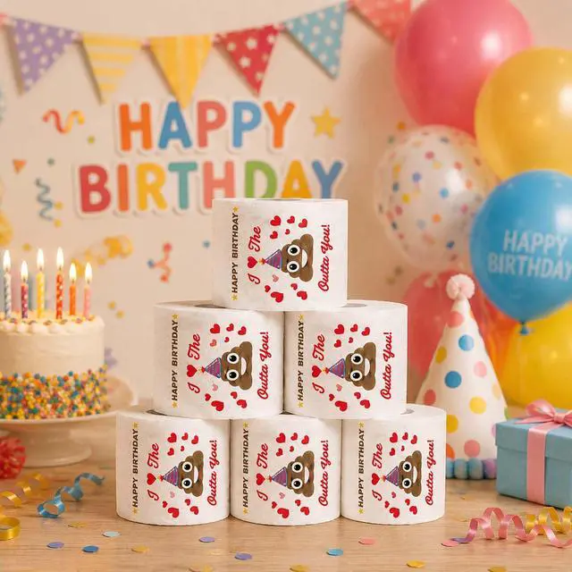 Alt view image 7 of 7 - Happy Birthday Gifts for Women Men Her Him, Funny Prank Toilet Paper Roll