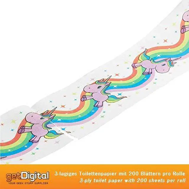 Alt view image 2 of 7 - Unicorn Toilet Paper Novelty Bathroom Tissue - 1 Roll with 200 Sheets - Gift Box included
