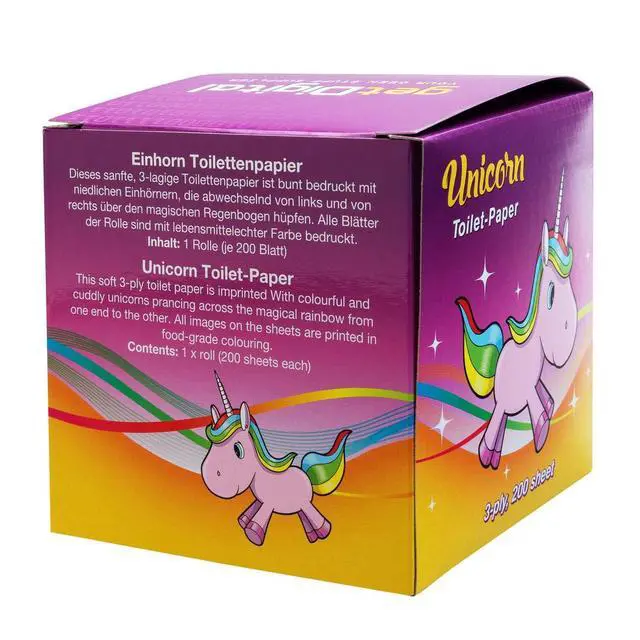 Alt view image 7 of 7 - Unicorn Toilet Paper Novelty Bathroom Tissue - 1 Roll with 200 Sheets - Gift Box included