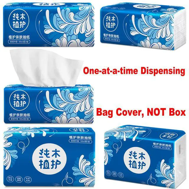 Alt view image 3 of 7 - Pack of 6, Small Facial Tissues, Toilet Paper, Disposable Napkins, Material Wood Pulp Fiber NOT COTTON, White Facial Paper Tissue, 3-Ply, 300 Sheets per Pack