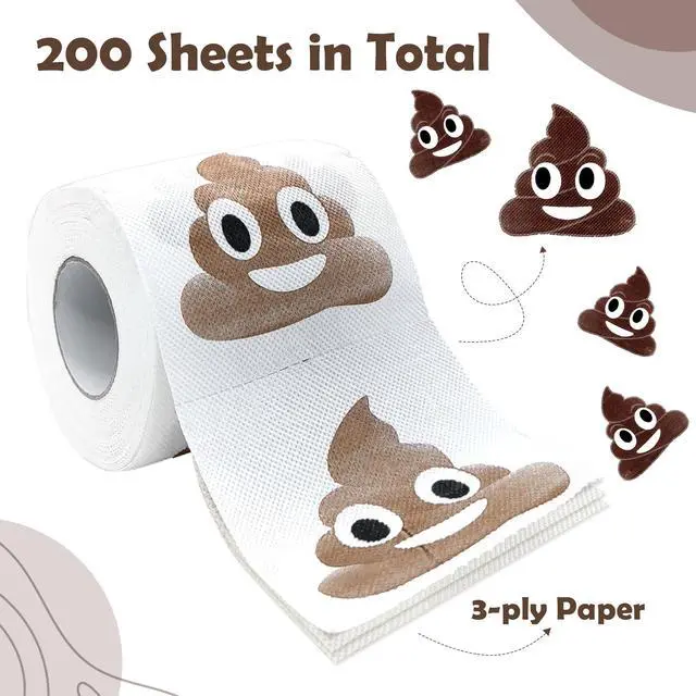 Alt view image 4 of 7 - Poop Happy Birthday Decorations Gifts for Women Men Her Him, 3 Ply 150 Sheets Novelty Prank Toilet Paper Roll Tissue Papers, Custom Bathroom Decor Party Supplies Favor for Guest Friends Present
