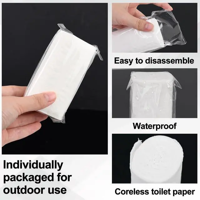 Alt view image 3 of 7 - 12 PCS Travel Toilet Paper Portable Camping Toilet Paper Soft Coreless Toilet Tissue Individually Wrapped for Camping Hiking Outdoor Traveler(12)