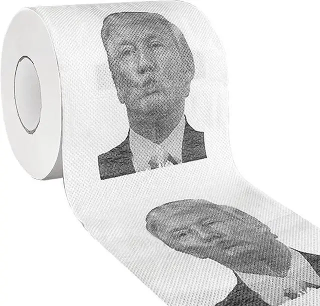 Main image of President Toilet Paper, Funny Novelty Gag Gift, Prank Gift for White Elephant Exchange, Christmas Stocking Stuffer, Birthday, 1 Roll, 3 Ply, 300 Sheets