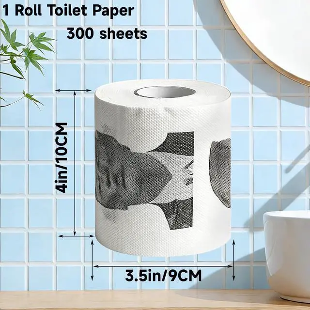 Alt view image 2 of 7 - President Toilet Paper, Funny Novelty Gag Gift, Prank Gift for White Elephant Exchange, Christmas Stocking Stuffer, Birthday, 1 Roll, 3 Ply, 300 Sheets