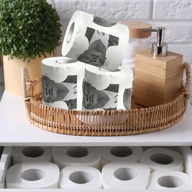 Alt view image 4 of 7 - President Toilet Paper, Funny Novelty Gag Gift, Prank Gift for White Elephant Exchange, Christmas Stocking Stuffer, Birthday, 1 Roll, 3 Ply, 300 Sheets