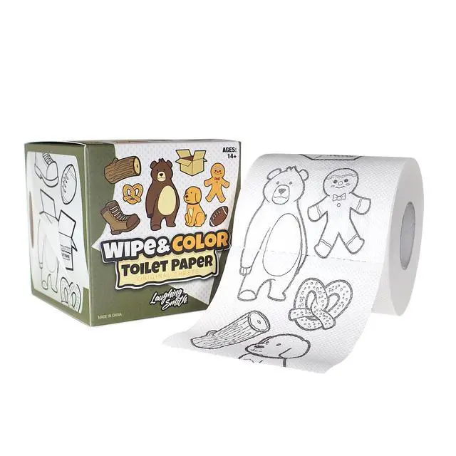 Alt view image 2 of 6 - Funny Toilet Paper Novelty Tissue Roll with Cute and Funny Shapes Printed on Every Sheet - Wipe & Color Funny Toilet Paper - Perfect for Practical Jokes & Gag Gifts!