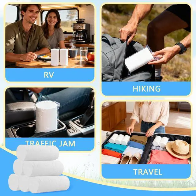 Alt view image 6 of 7 - 6 Rolls Travel Toilet Tissue Coreless Portable Toilet Tissue - Compact and Soft, Ideal for Camping, Hiking, Travel, and Outdoor Activities (6)