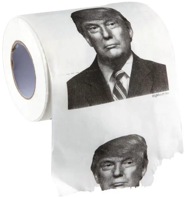Main image of Donald Trump Toilet Paper - Novelty Presidential Toilet Tissue Features The Presidents Face - Usable Roll of Paper, Makes a Hilarious Gag Gift