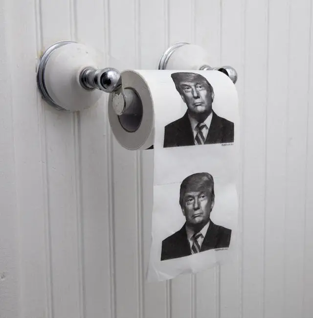 Alt view image 4 of 6 - Donald Trump Toilet Paper - Novelty Presidential Toilet Tissue Features The Presidents Face - Usable Roll of Paper, Makes a Hilarious Gag Gift