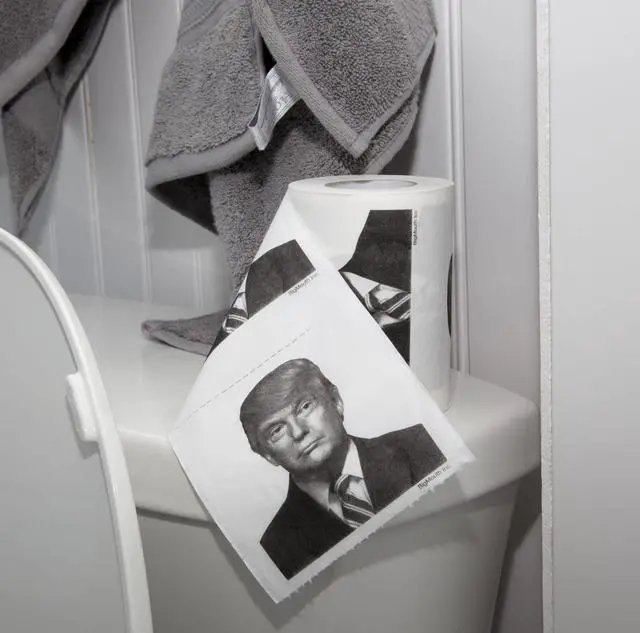 Alt view image 6 of 6 - Donald Trump Toilet Paper - Novelty Presidential Toilet Tissue Features The Presidents Face - Usable Roll of Paper, Makes a Hilarious Gag Gift