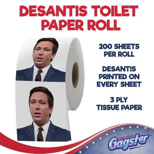 Alt view image 2 of 6 - Funny Toilet Paper Rolls Featuring Ron DeSantis - Republican Gag Gift Novelty TP With Full-Color Image Count Pack Prank with Hilarious Printed Toilet Paper