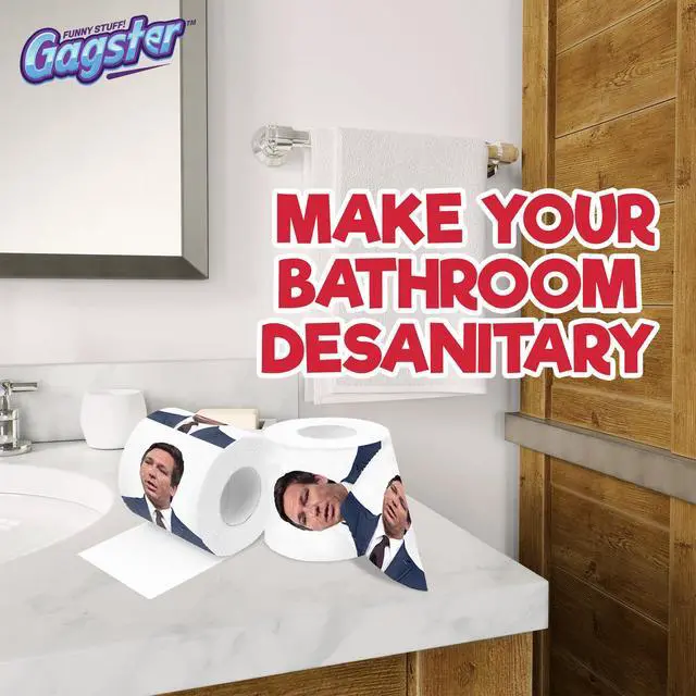 Alt view image 4 of 6 - Funny Toilet Paper Rolls Featuring Ron DeSantis - Republican Gag Gift Novelty TP With Full-Color Image Count Pack Prank with Hilarious Printed Toilet Paper