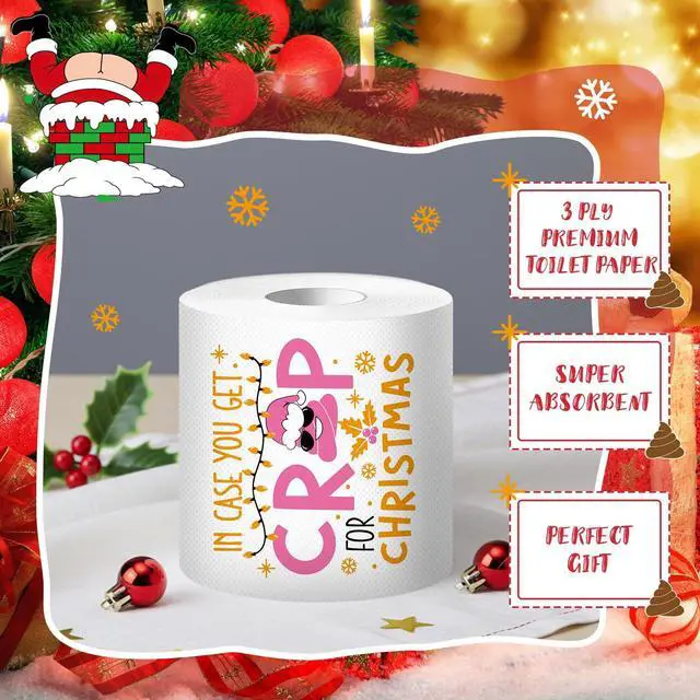Alt view image 3 of 6 - 2 Rolls Christmas Toilet Paper Gifts Santa Claus Toilet Tissue with Packaging Bag and Bow Disposable Xmas Paper Towels Christmas Stocking Stuffers for Holiday Birthday Party Supply (Pink)