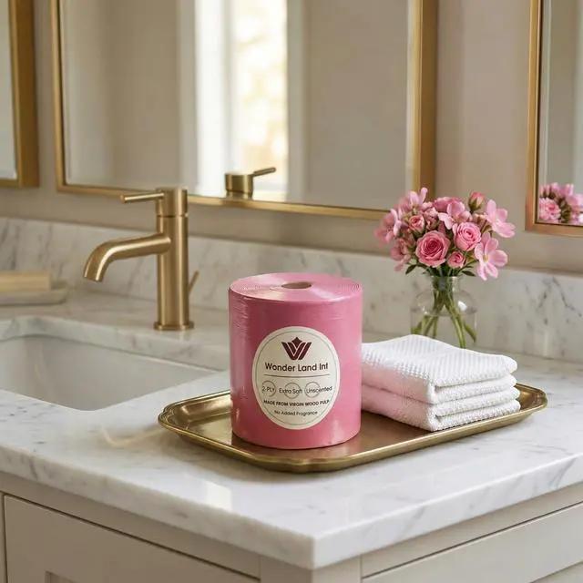 Alt view image 3 of 6 - Colored Toilet Paper Roll Ultra Soft 2-Ply Decorative Bathroom Tissue with Embossed Texture, Individually Wrapped Fun Bright Color for Parties, Events & Home Décor (Single Roll) (Pink)