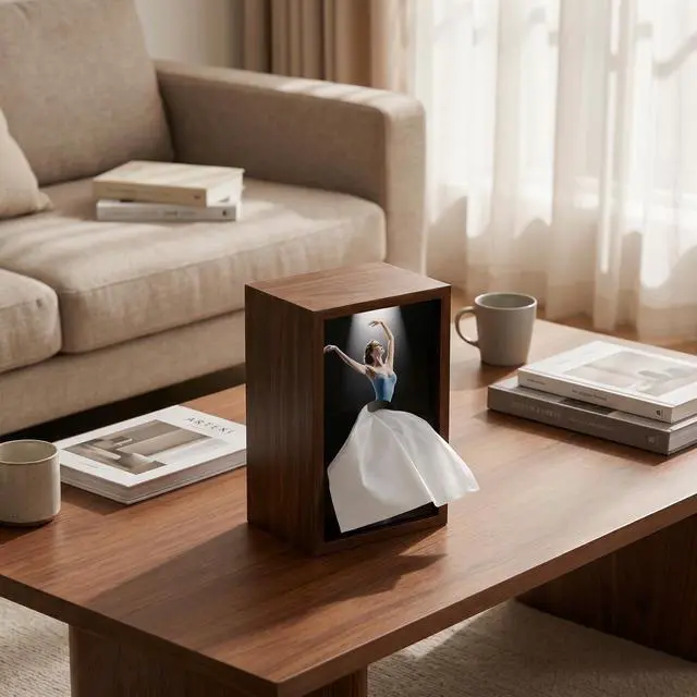 Alt view image 3 of 6 - Ballerina Tissue Box Elegant Wooden Ballet Girl Tissue Box Cover, Flying Skirt Tissue Holder for Home Office Bathroom Decor