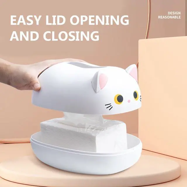 Alt view image 4 of 7 - Tissue Box Holder Cartoon Cat Paper Tissue Holder with 2 Toothpick Holder Facial Tissue Dispenser Organizer for Kids, Living Room, Bathroom Decor, Tv Stand, Car, Office