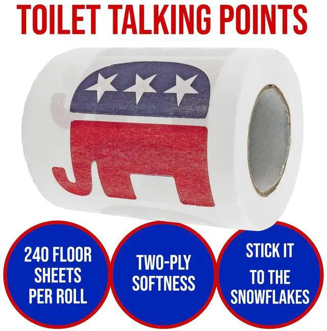 Alt view image 2 of 7 - Republican GOP Logo Novelty Toilet Paper,Red, White and Blue