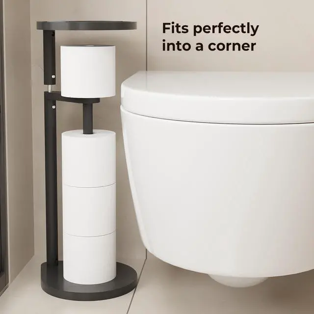 Alt view image 6 of 7 - Toilet Paper Holder Stand, Free Standing Toilet Paper Roll Holder, Modern Bathroom Toilet Tissue Dispenser Organizer, Corner-Adaptive Design for Bathroom