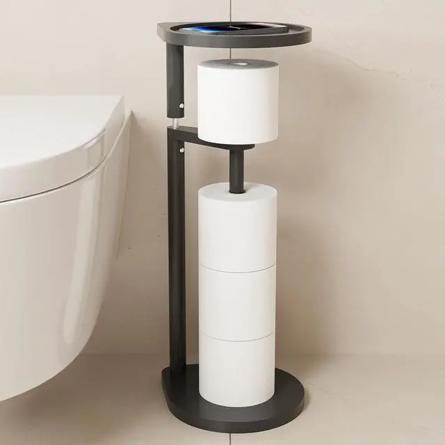 Main image of Toilet Paper Holder Stand, Free Standing Toilet Paper Roll Holder, Modern Bathroom Toilet Tissue Dispenser Organizer, Corner-Adaptive Design for Bathroom