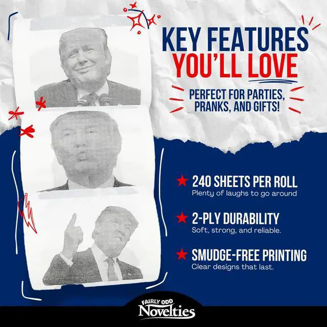Alt view image 3 of 5 - Donald Trump Novelty Political Humor Funny Toilet Paper Gag Gift, Set of 3 Rolls.