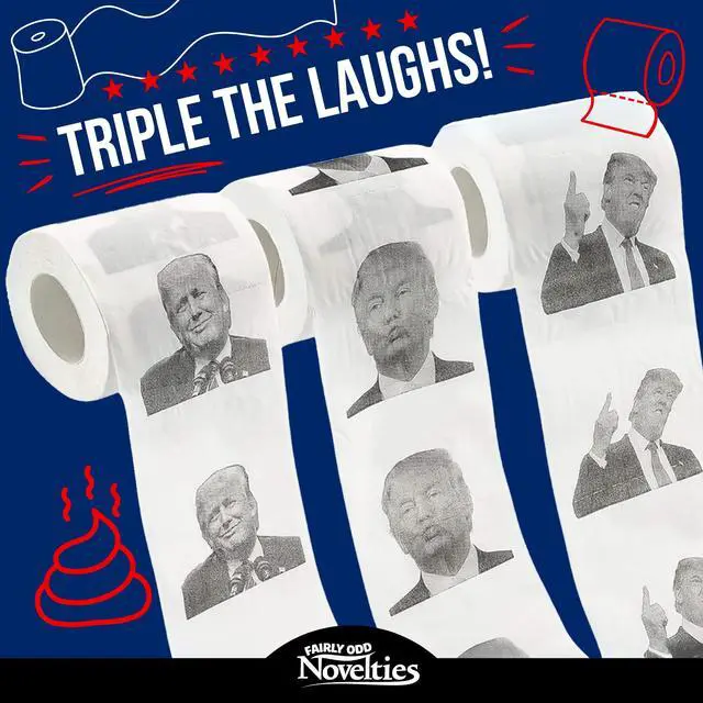Alt view image 5 of 5 - Donald Trump Novelty Political Humor Funny Toilet Paper Gag Gift, Set of 3 Rolls.