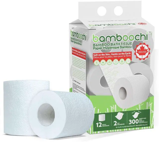 Main image of Bamboo Toilet Paper, Septic Safe Toilet Paper 2 Ply 12 Rolls 300 Sheets Per Roll, Soft Unscented Bath Tissue, RV Safe, Eco-Friendly, Non Chlorine, PFAS Free, Made in Canada