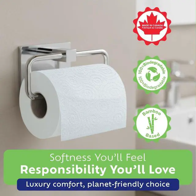 Alt view image 4 of 7 - Bamboo Toilet Paper, Septic Safe Toilet Paper 2 Ply 12 Rolls 300 Sheets Per Roll, Soft Unscented Bath Tissue, RV Safe, Eco-Friendly, Non Chlorine, PFAS Free, Made in Canada