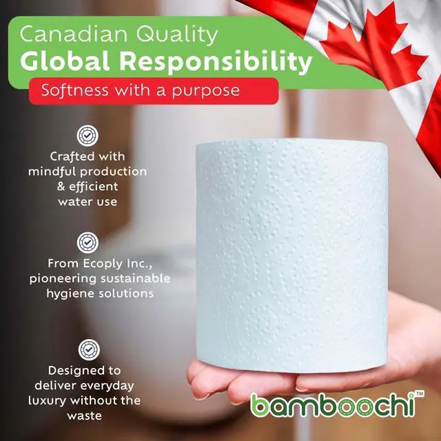 Alt view image 7 of 7 - Bamboo Toilet Paper, Septic Safe Toilet Paper 2 Ply 12 Rolls 300 Sheets Per Roll, Soft Unscented Bath Tissue, RV Safe, Eco-Friendly, Non Chlorine, PFAS Free, Made in Canada