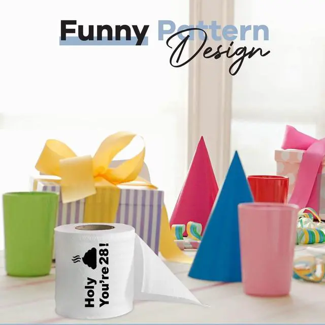 Alt view image 6 of 6 - 28th Birthday Decorations Toilet Paper for Boys & Girls - Funny Design Novelty Great Hilarious Gag Gift - Eco-Friendly, Ultra Soft & Comfortable - Perfect for Birthday Christmas & Party Supplies