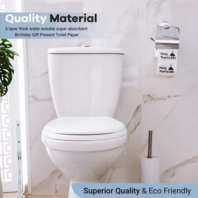 Alt view image 3 of 6 - 28th Birthday Decorations Toilet Paper for Boys & Girls - Funny Design Novelty Great Hilarious Gag Gift - Eco-Friendly, Ultra Soft & Comfortable - Perfect for Birthday Christmas & Party Supplies