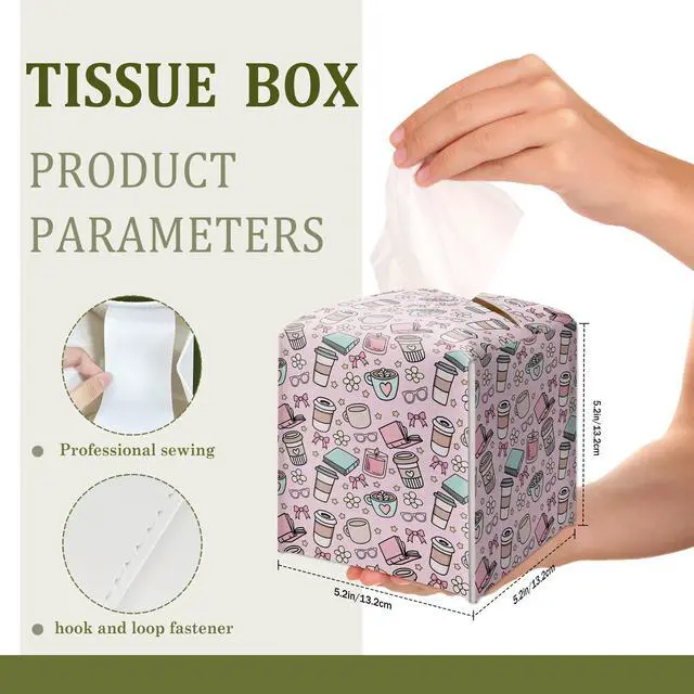 Alt view image 2 of 6 - Books Coffee Decorative Leather Tissue Box Cover - Tissue Box Holder Gifts for Women Family and Friends Funny Unique Home Decor Decorative for Kids Room Kitchen Bathroom Office - A30