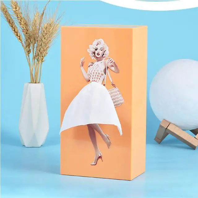 Alt view image 2 of 6 - Girl's Long Skirt Tissue Box - Creative Cover Case, Cartoon Design Paper Dispenser for Home, Office, and Car (Orange)