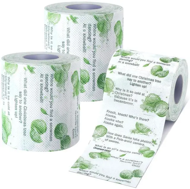 Main image of 3 Pcs Christmas Joke Toilet Paper Roll Funny Christmas Decoration Holiday Toilet Tissue Napkin Novelty Bathroom Decor Stocking Stuffers for Xmas Gag Gifts Party Supplies