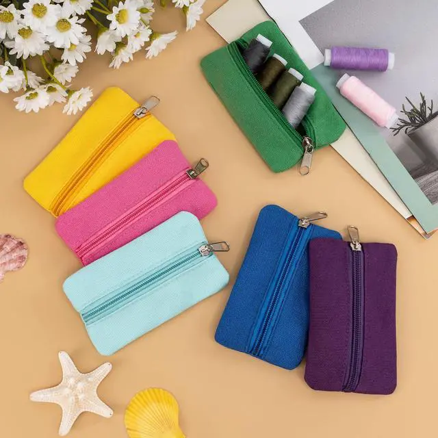 Alt view image 7 of 7 - Pocket Tissue Holder, 6 Packs Tissue Holder for Purse, Reusable Travel Tissue Pouch, Fabric Purse Zipper Enclosed Tissue Packs for Coins Tissue Cards Car Travel Office Home, 5.1 x 3.1 Inches