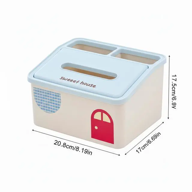 Alt view image 2 of 6 - 8.2x6.7x4.9 Inch Tissue Box Organizer with Storage - Versatile Girl Tissue Box, Desk Tissue Holder with Tray - Durable Plastic