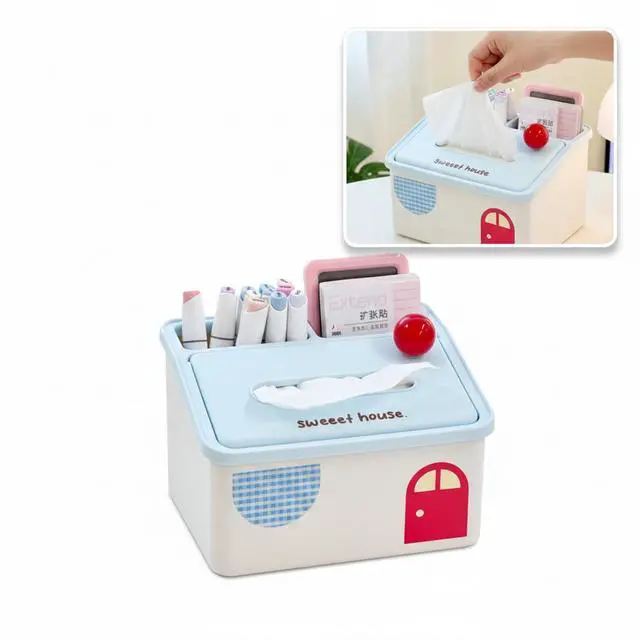 Main image of 8.2x6.7x4.9 Inch Tissue Box Organizer with Storage - Versatile Girl Tissue Box, Desk Tissue Holder with Tray - Durable Plastic