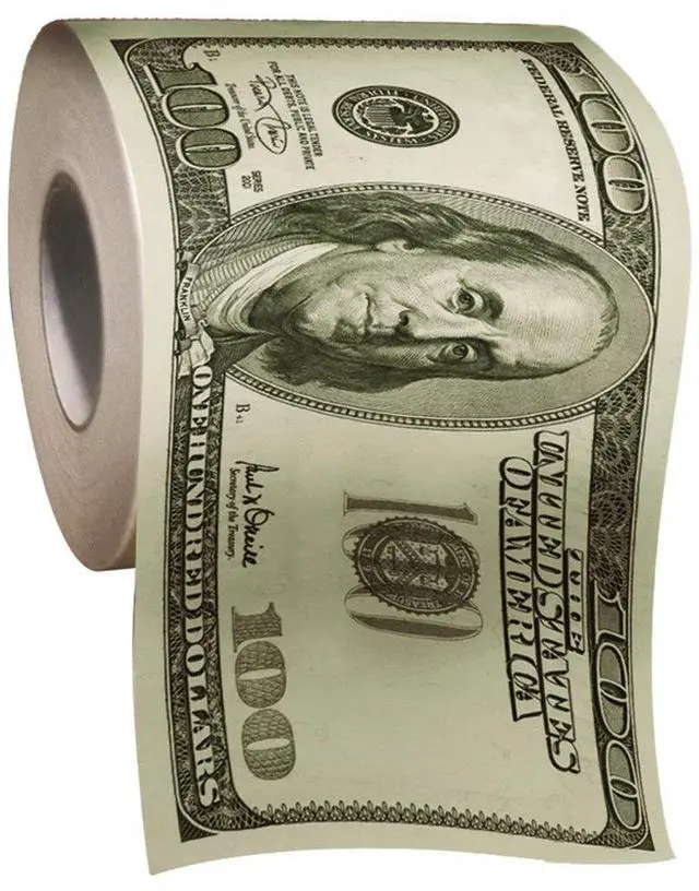 Main image of Gurus 100 One Hundred Dollar Bill Roll of Toilet Paper