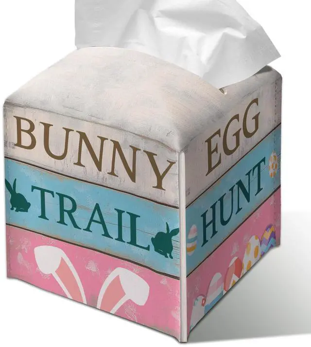 Main image of Easter Decor Bunny Trail Egg Hunt Tissue Box Cover(011)