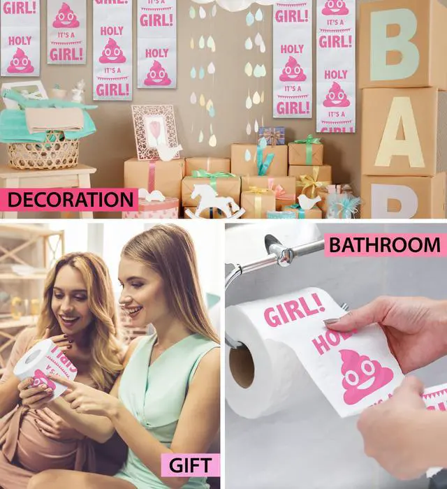 Alt view image 5 of 7 - Holy It's a Girl! Gender Reveal Printed Toilet Paper Gift Funny Roll for Girl Baby Shower Party Favors, Prank, Gender Reveal, Novelty Surprise Gift for New Mom and Dad 500 Sheet