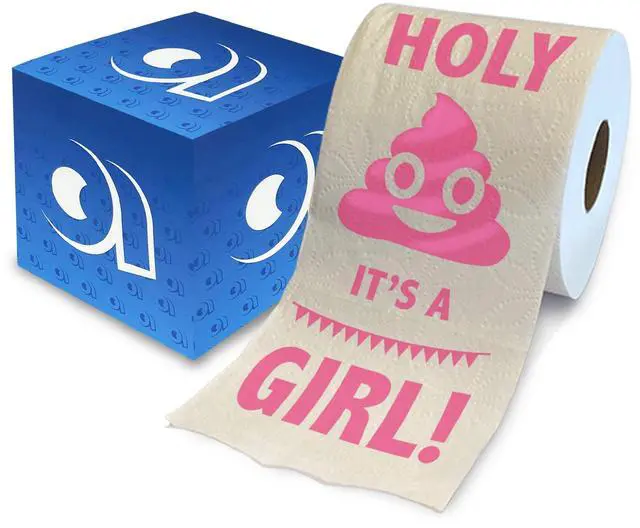 Main image of Holy It's a Girl! Gender Reveal Printed Toilet Paper Gift Funny Roll for Girl Baby Shower Party Favors, Prank, Gender Reveal, Novelty Surprise Gift for New Mom and Dad 500 Sheet