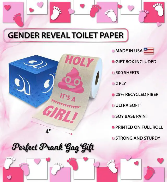 Alt view image 3 of 7 - Holy It's a Girl! Gender Reveal Printed Toilet Paper Gift Funny Roll for Girl Baby Shower Party Favors, Prank, Gender Reveal, Novelty Surprise Gift for New Mom and Dad 500 Sheet