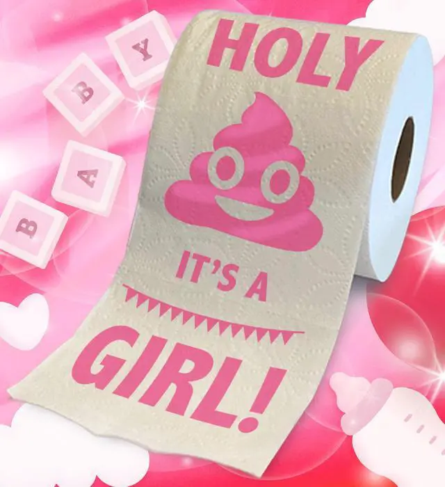 Alt view image 2 of 7 - Holy It's a Girl! Gender Reveal Printed Toilet Paper Gift Funny Roll for Girl Baby Shower Party Favors, Prank, Gender Reveal, Novelty Surprise Gift for New Mom and Dad 500 Sheet