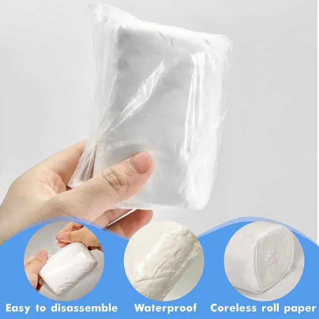 Alt view image 5 of 6 - 15 PCS Travel Size Toilet Paper Mini Toilet Paper Rolls Soft Compact Pack Portable Individual Tissue for Camping Hiking Outdoors (15)