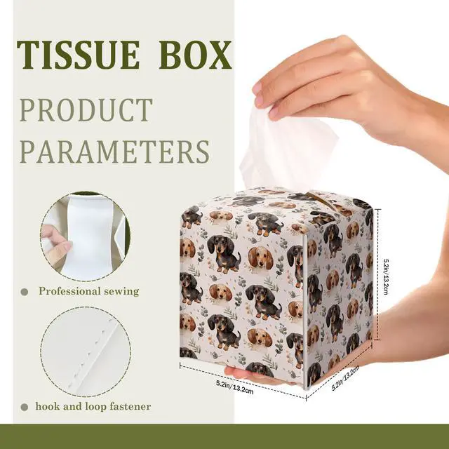 Alt view image 2 of 6 - Botanical Boho Cute Dog Decorative Leather Tissue Box Cover - Tissue Box Holder Gifts for Women Family and Friends Funny Unique Home Decor Decorative for Kids Room Kitchen Bathroom Office - A47