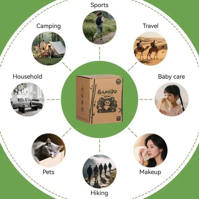 Alt view image 7 of 7 - Compressed Towel Tablets, Bamboo Camping Toilet Paper Tablets, Disposable Coin Tissues, Perfect for Travel, Hiking, Backpacking - 100 Pack