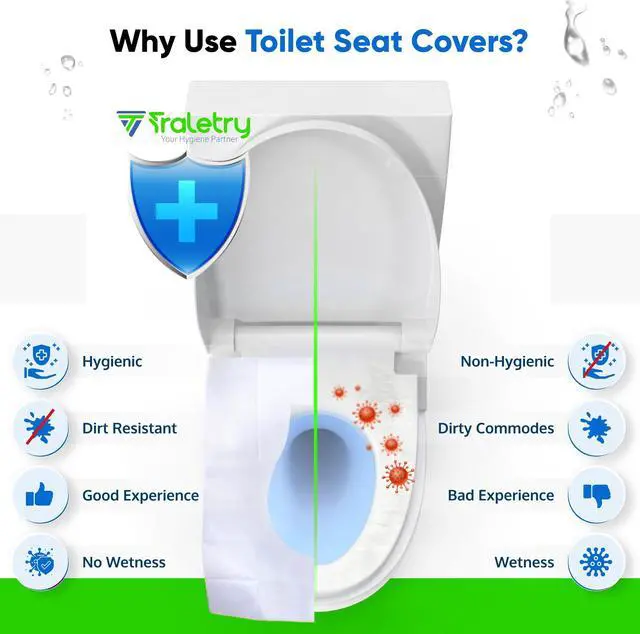 Alt view image 5 of 6 - Toilet Seat Covers Disposable Flushable Travel Pack of 50, 2XL Biodegradable Paper Toilet Seat Covers for Adults & Kids, Public Restroom, Airplane & Camping Travel Essentials