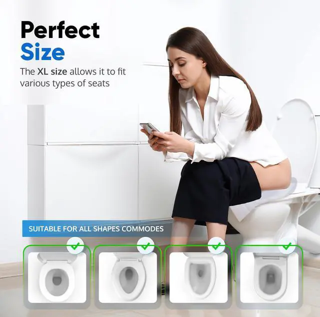 Alt view image 3 of 6 - Toilet Seat Covers Disposable Flushable Travel Pack of 50, 2XL Biodegradable Paper Toilet Seat Covers for Adults & Kids, Public Restroom, Airplane & Camping Travel Essentials