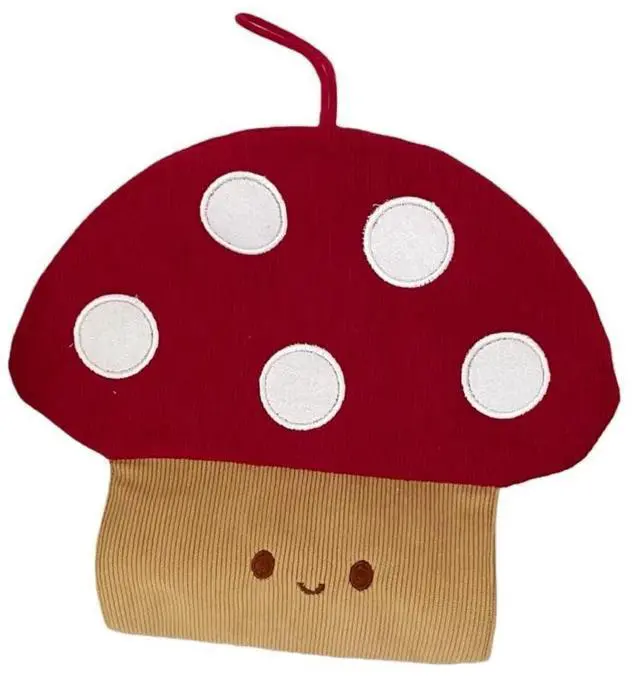 Main image of Adorable Mushroom Corduroy Tissue Box Cover - Whimsical Hanging Tissue Holder for Kids Room, Nursery, Bathroom, Cute Home Decor