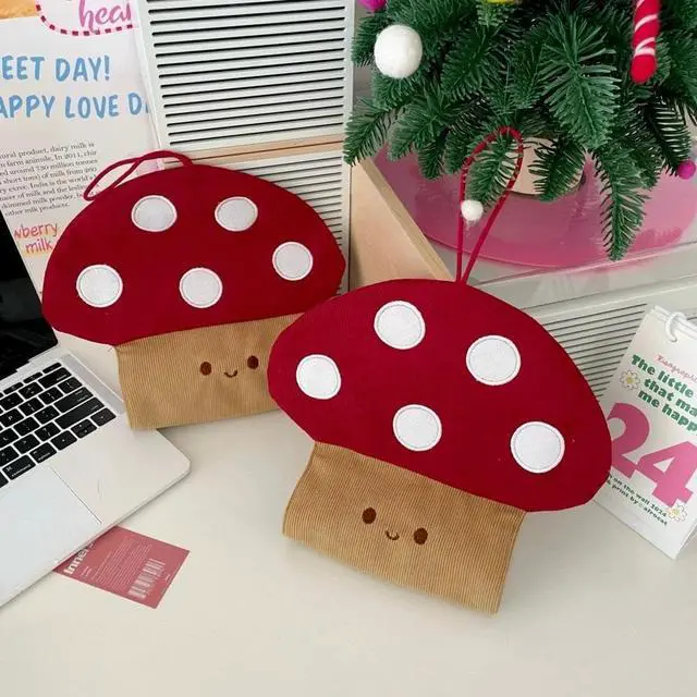Alt view image 4 of 6 - Adorable Mushroom Corduroy Tissue Box Cover - Whimsical Hanging Tissue Holder for Kids Room, Nursery, Bathroom, Cute Home Decor