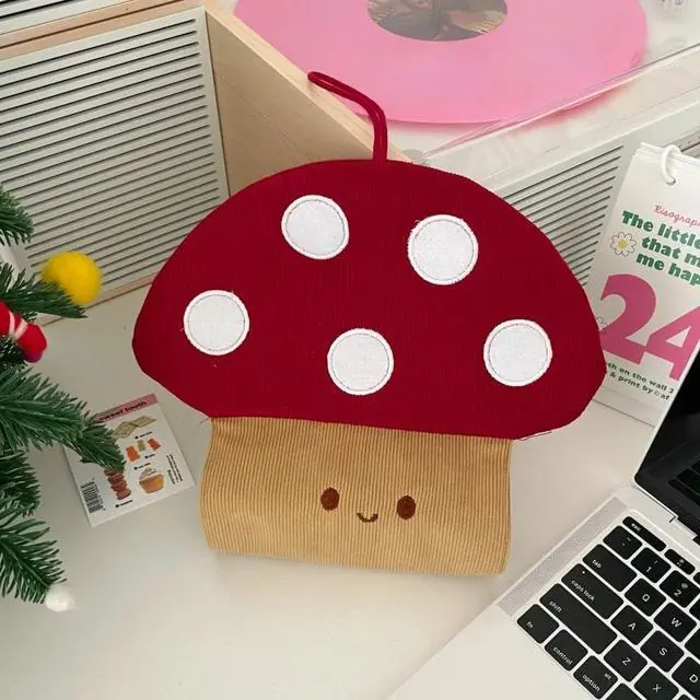 Alt view image 5 of 6 - Adorable Mushroom Corduroy Tissue Box Cover - Whimsical Hanging Tissue Holder for Kids Room, Nursery, Bathroom, Cute Home Decor